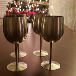 Stainless steel stem wine glasses